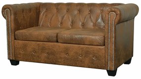 2-osobowa brązowa sofa w stylu Chesterfield Astrin