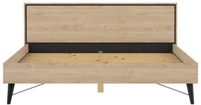 Łóżko dwuosobowe w dekorze dębu ze stelażem 180x200 cm w naturalnym kolorze Ry – Tvilum