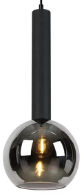 Nowoczesna lampa wisząca czarna z przydymionym szkłem - Clayton Nowoczesny Oswietlenie wewnetrzne