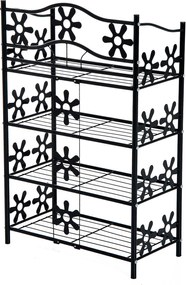 HOMCOM Szafka regał półki metalowa Czarna elegancja Idealna na rośliny 59.5x30x92cm | Aosom PL