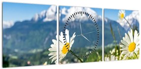 Obraz - Wiosna w Alpach (z zegarem) (90x30 cm)