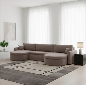 Uniwersalny narożnik Verona U z funkcją spania, do salonu, brązowy