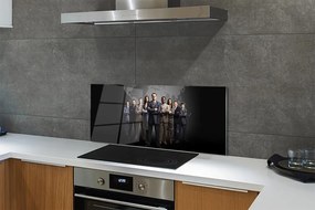 Szkło do Kuchni na Ścianę Mapa Świata z Sylwetkami Ludzi