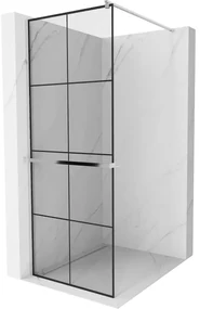 Mexen Kioto+ ścianka prysznicowa z półką Walk-in 70 x 200 cm, czarny wzór, chrom - 800-070-121-01-77