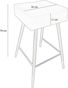 Hoker MAX krzesło barowe tkanina Welur podstawa metalowa : Kolor nogi - Czarna profil, Kolor tkaniny - VELVET - BL14, Typ siedziska - Siedzisko stałe