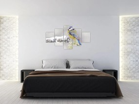 Obraz - Sikora modraszka w lesie (125x70 cm)
