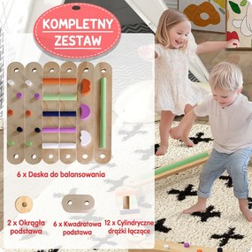 AIYAPLAY Zestaw Belka Balansowa dla Dzieci z Drewna, dla Dzieci 3-8 Lat, Dwustronne Deski do Balansowania dla Zabawnej Koordynacji