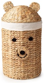 Dziecięcy kosz na zabawki z hiacyntu wodnego w naturalnym kolorze ø 30x56 cm Bear – Compactor