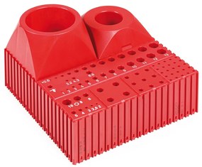 Pojemnik plastikowy na uchwyt narzędziowy typu ABS 40, moduł 5x5, 1 gniazdo, czerwony