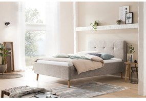 Szarobrązowe tapicerowane łóżko dwuosobowe 140x200 cm Smart – Meise Möbel