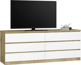 Komoda RTV z szufladami dąb artisan + biały E6-L46