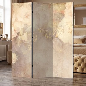 Parawan pokojowy 3-częściowy 135x172 Dwustronny dekoracyjny romantyczny vintage Beżowy Kremowe Piwonie Fresk
