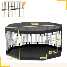 PawHut Wybieg dla Szczeniąt, Wysokość 76 cm/ok. 2,5 m², 8 Paneli, Płachta Podłogowa, Kombinowana Pokrywa Dachowa