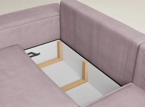 Fioletowy sztruksowy rozkładany/ze schowkiem narożnik (prawostronny/w kształcie litery L) Tonga – Maison de Rêve