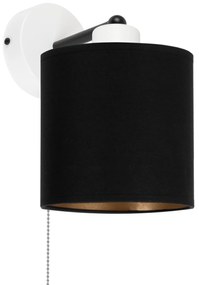 Biały kinkiet LED z włącznikiem z czarnym abażurem SHWD-C-1010WE-SC je