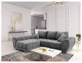 Szary rozkładany narożnik z aksamitnym obiciem Windsor &amp; Co Sofas Nuage, lewostronny