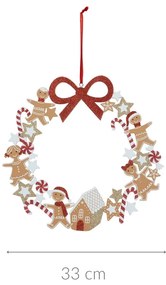 Drewniany wieniec świąteczny w pierniczki, Ø 33 cm
