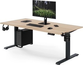 Biurko elektryczne z regulacją wysokości ergonomiczne antracytowe/dąb sonoma,1600x800 mm: ARIA
