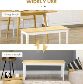 HOMCOM Ławka drewniana 2-osobowa, Ławka z drewna litego, lakierowane, Naturalny + Biały