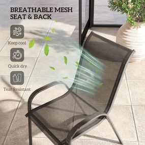 Outsunny Zestaw 4 składanych krzeseł ogrodowych, stalowe krzesła z podłokietnikami i oparciem, max obciążenie 120 kg, czarne | Aosom PL