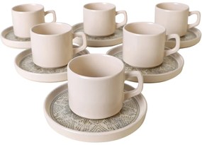 Zestaw 6 ceramicznych filiżanek z spodkami BohoBrew 184 ml