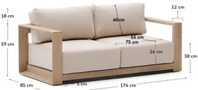 Beżowo-naturalna sofa ogrodowa z litego drewna akacjowego Ambra – Kave Home