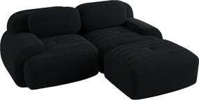 Narożnik z wygiętymi podłokietnikami i tapicerowanym oparciem - czarny sztruks