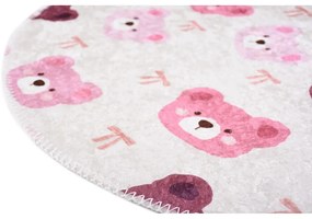 Różowo-kremowy dywan dziecięcy odpowiedni do prania ø120 cm Cute Teddies Pink – Vitaus
