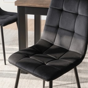 Krzesło Tapicerowane do Jadalni PERU Czarne Welurowe Nowoczesne Loft