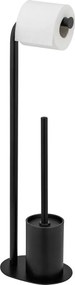 Czarny stalowy stojak na papier toaletowy ze szczotką Levante – Wenko