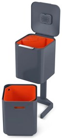 Szary stalowy kosz na śmieci do segregacji odpadów 40 l Totem Compact – Joseph Joseph