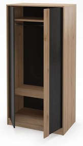 Czarno-naturalna szafa w dekorze dębu 90x180x53 cm Dennis – Marckeric