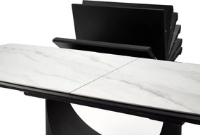 Stół rozkładany Osmen 160–220 cm ceramiczny marmur biały / czarny połysk nowoczesny na jednej nodze do jadalni