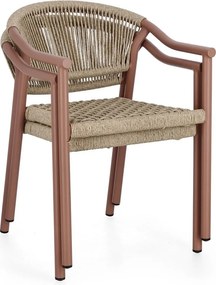 Czerwono-naturalne metalowe krzesło ogrodowe Canarias – Bizzotto