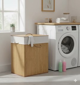 Kosz na pranie z drewna bambusa N2-E27