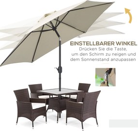 Parasol ogrodowy przeciwsłoneczny zginany z korbką aluminium 180/㎡ poliester kremowo-biały outsunny