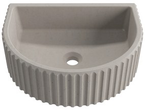 Umywalka betonowa podwieszana / nablatowa półokrągła bez otworu na baterię 45 x 36 cm MUSLIN | różne kolory : Kolor - Cappuccino, Typ montażu - nablatowa