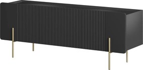 Szafka RTV Malmi 150 cm - czarny mat / złote nóżki