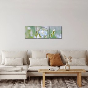 Obraz - Delikatne kwiaty (z zegarem) (90x30 cm)