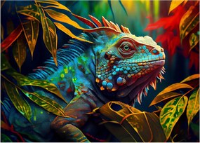 Obraz na szkle - Kolorowa iguana (70x50 cm)