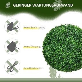 HOMCOM Zestaw 2 bukszpanów, Sztuczne Rośliny, Zestaw 2szt, Okrągłe, 40 cm x 40 cm x 40 cm, Zielony