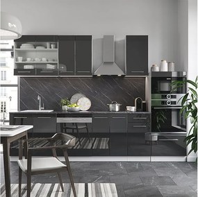 Aneks kuchenny antracyt wysoki połysk 300x46x81.6 fame-line