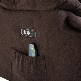 HOMCOM Fotel masujący z funkcją wstawania i ogrzewania regulowany kąt nachylenia z pilotem plusz brązowy | Aosom PL