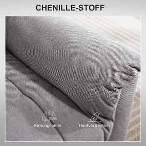 HOMCOM Fotel z Powerlift, Masujący z Funkcją Ciepła, Fotel z Podnóżkiem i Boczną Kieszenią, Obicie z Tkaniny, Ciemnoszary