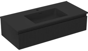 Mexen Rivel szafka łazienkowa 100 cm z umywalką Otis, 1 szuflada, ryflowana , czarna mat - 91A20-10023-1-BF71-W18M71