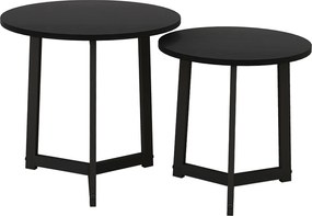 HOMCOM Nowoczesny zestaw 2 stolików kawowych, Rama metalowa, MDF, Okrągły design, Wsuwane, Czarny