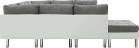 Sofa modułowa biało-jasnoszara z ekoskóry  - Basket