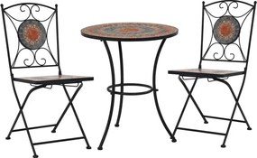 3-cz. szaro-pomarańczowy ceramiczny zestaw mebli bistro Z9-F12