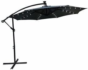 Ciemnoszary parasol do ogrodu z LED - Sorena