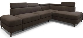 Masseno Narożnik AVISE z funkcją spania i pojemnikiem na pościel Narozniki L, Rozkładana sofa - Brązowy, MATT VELVET 29